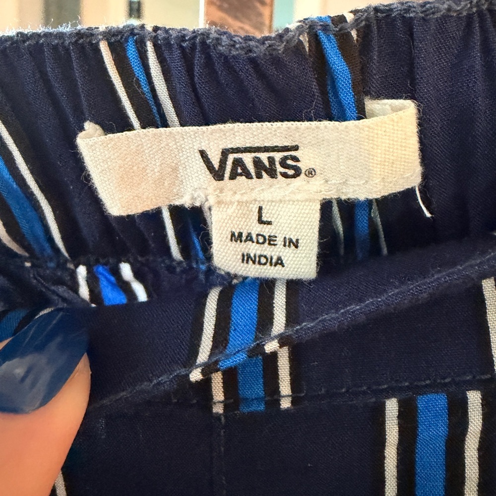 Vans NWT Suma Time Skydriver Navy and Blue Striped Pants w/ Pockets - Picture 6 of 7
